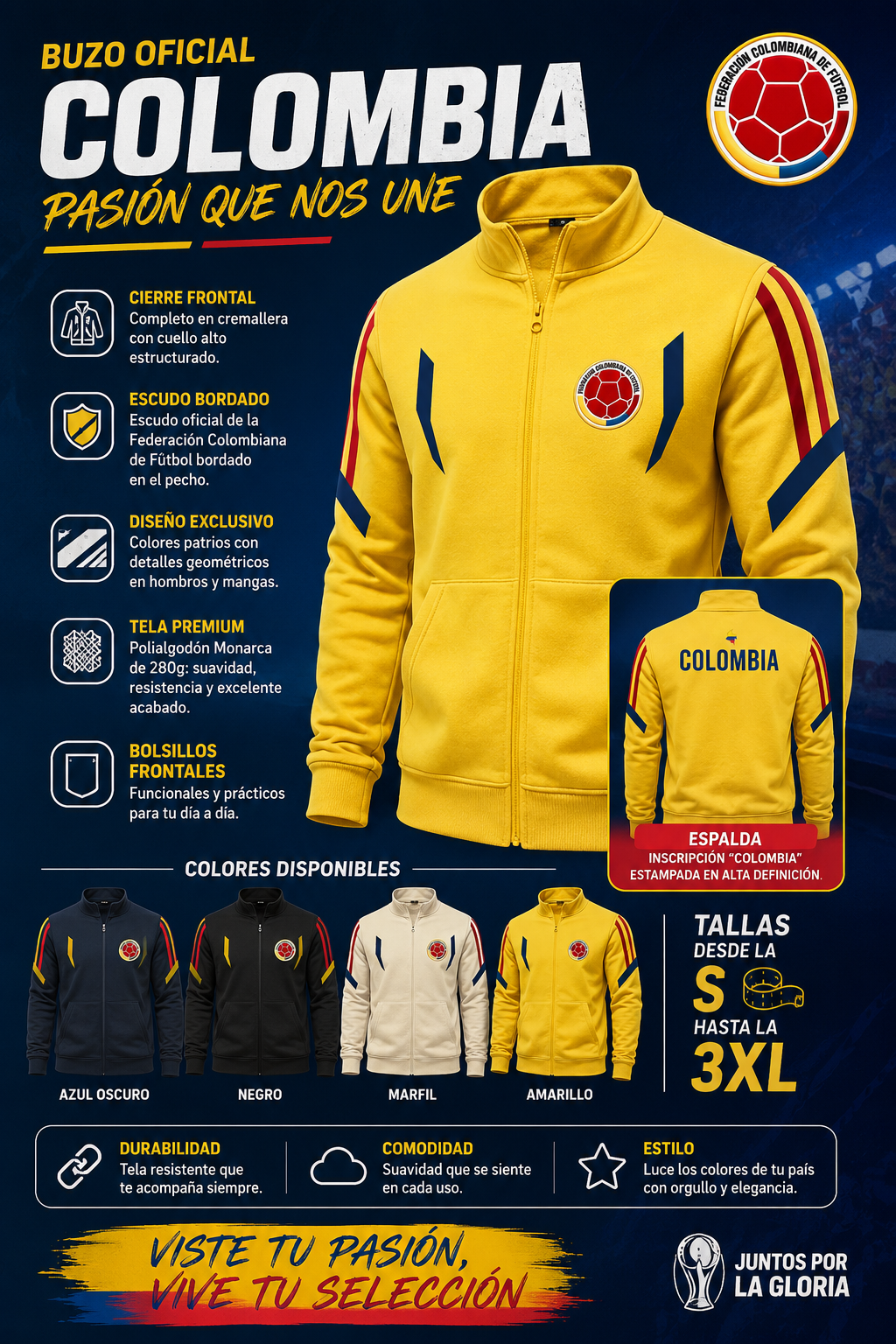 BUZO CUELLO ALTO ENTRENAMIENTO COLOMBIA